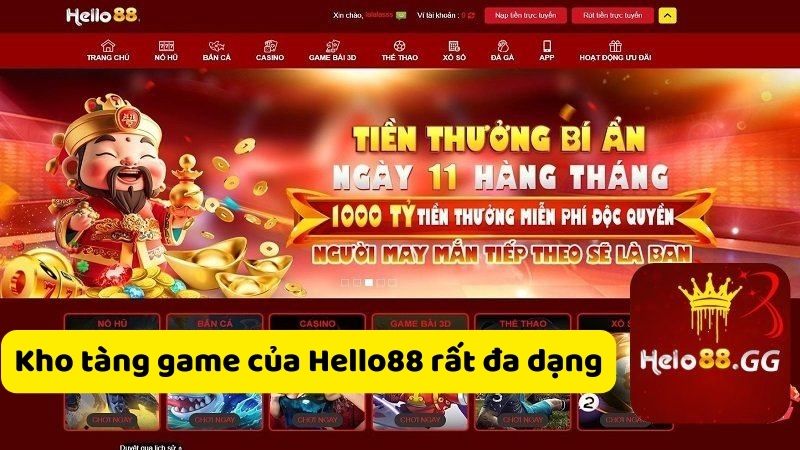 Kho tàng game của Hello88 rất đa dạng